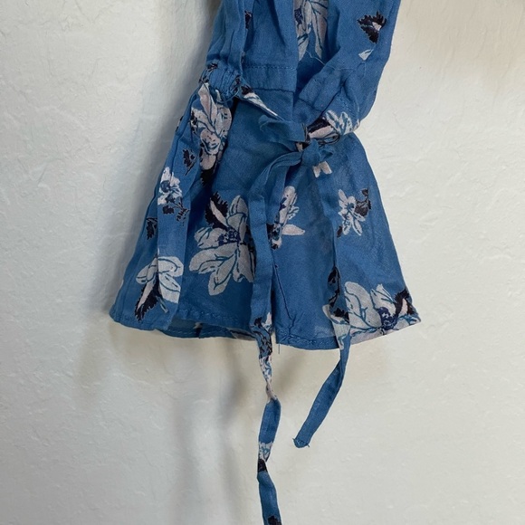 Free People Amanda wrap top ruffle detail blouse in blue size small - Picture 7 of 12